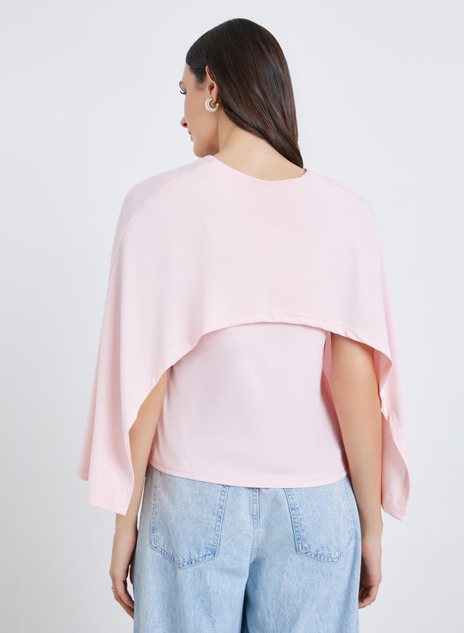 Styli Women Pink Shawl Detail Knit Top - Image 5